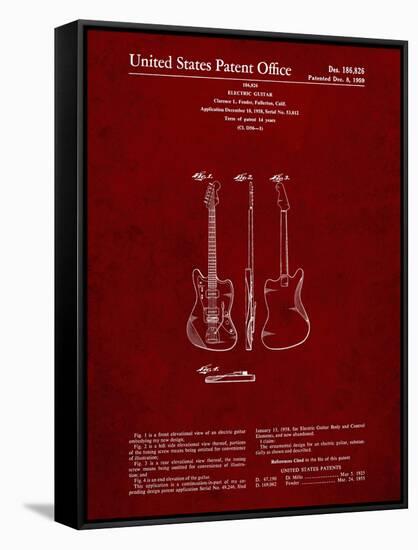 PP417-Burgundy Fender Jazzmaster Guitar Patent Poster-Cole Borders-Framed Stretched Canvas