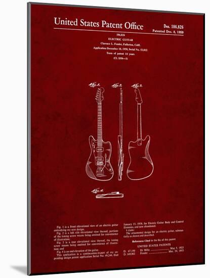 PP417-Burgundy Fender Jazzmaster Guitar Patent Poster-Cole Borders-Mounted Giclee Print