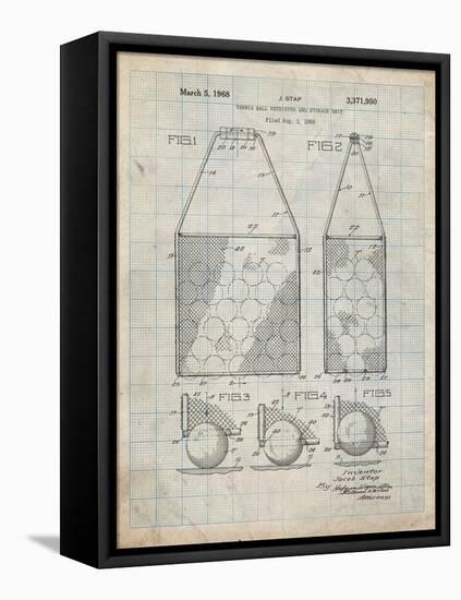 PP436-Antique Grid Parchment Tennis Hopper Patent Poster-Cole Borders-Framed Stretched Canvas