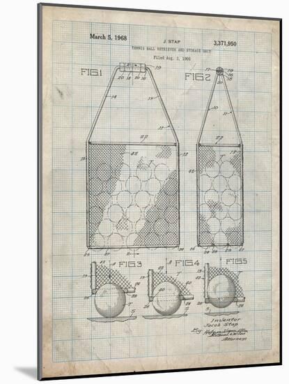 PP436-Antique Grid Parchment Tennis Hopper Patent Poster-Cole Borders-Mounted Giclee Print