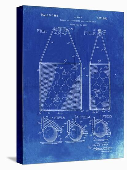 PP436-Faded Blueprint Tennis Hopper Patent Poster-Cole Borders-Stretched Canvas