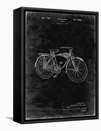 PP446-Black Grunge Schwinn 1939 BC117 Bicycle Patent Poster-Cole Borders-Framed Stretched Canvas