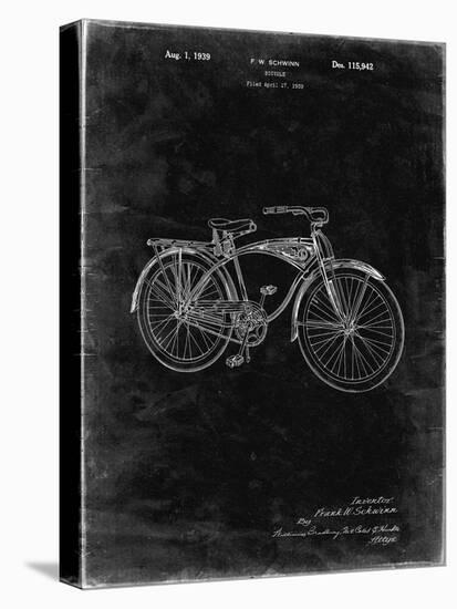 PP446-Black Grunge Schwinn 1939 BC117 Bicycle Patent Poster-Cole Borders-Stretched Canvas