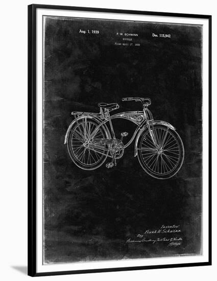 PP446-Black Grunge Schwinn 1939 BC117 Bicycle Patent Poster-Cole Borders-Framed Premium Giclee Print