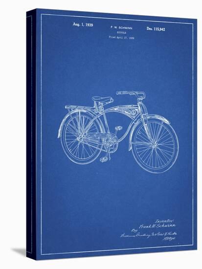 PP446-Blueprint Schwinn 1939 BC117 Bicycle Patent Poster-Cole Borders-Stretched Canvas