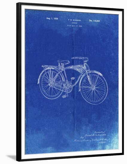 PP446-Faded Blueprint Schwinn 1939 BC117 Bicycle Patent Poster-Cole Borders-Framed Premium Giclee Print