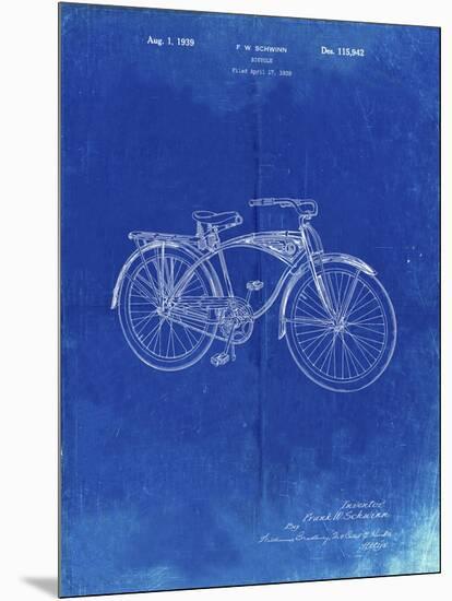 PP446-Faded Blueprint Schwinn 1939 BC117 Bicycle Patent Poster-Cole Borders-Mounted Premium Giclee Print