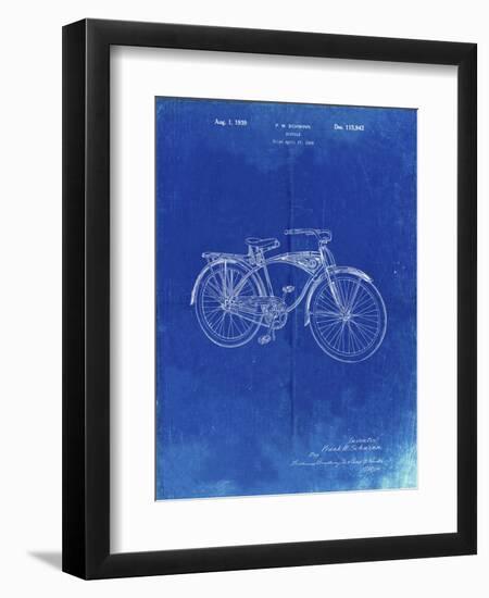 PP446-Faded Blueprint Schwinn 1939 BC117 Bicycle Patent Poster-Cole Borders-Framed Premium Giclee Print