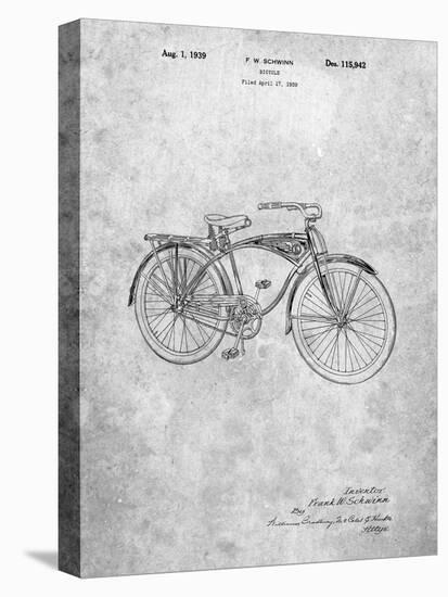 PP446-Slate Schwinn 1939 BC117 Bicycle Patent Poster-Cole Borders-Stretched Canvas
