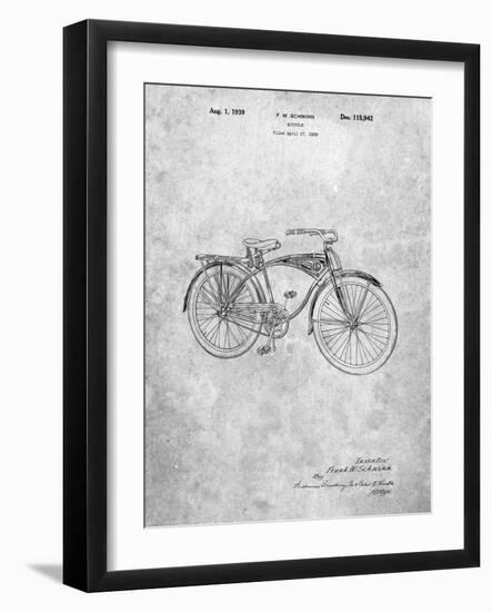 PP446-Slate Schwinn 1939 BC117 Bicycle Patent Poster-Cole Borders-Framed Giclee Print