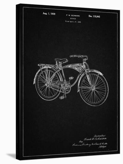 PP446-Vintage Black Schwinn 1939 BC117 Bicycle Patent Poster-Cole Borders-Stretched Canvas
