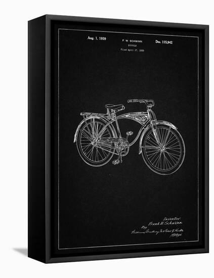 PP446-Vintage Black Schwinn 1939 BC117 Bicycle Patent Poster-Cole Borders-Framed Stretched Canvas