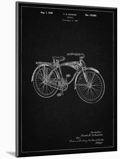 PP446-Vintage Black Schwinn 1939 BC117 Bicycle Patent Poster-Cole Borders-Mounted Giclee Print