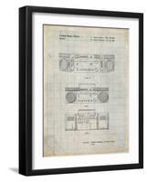 PP448-Antique Grid Parchment Hitachi Boom Box Patent Poster-Cole Borders-Framed Giclee Print