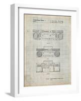 PP448-Antique Grid Parchment Hitachi Boom Box Patent Poster-Cole Borders-Framed Giclee Print