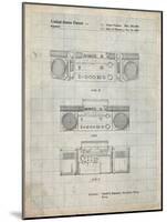 PP448-Antique Grid Parchment Hitachi Boom Box Patent Poster-Cole Borders-Mounted Giclee Print