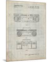 PP448-Antique Grid Parchment Hitachi Boom Box Patent Poster-Cole Borders-Mounted Premium Giclee Print