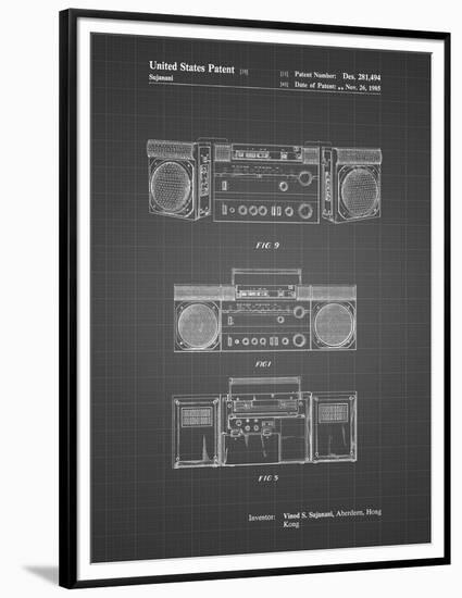 PP448-Black Grid Hitachi Boom Box Patent Poster-Cole Borders-Framed Premium Giclee Print