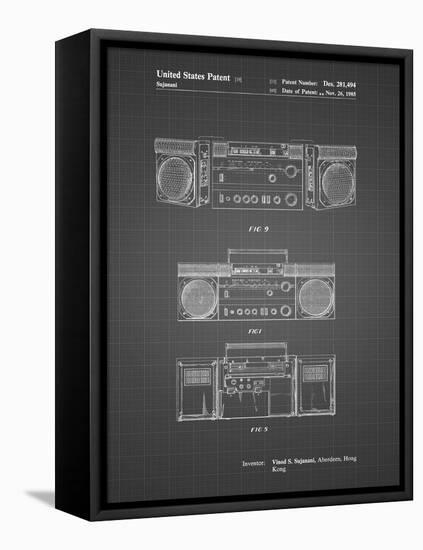 PP448-Black Grid Hitachi Boom Box Patent Poster-Cole Borders-Framed Stretched Canvas