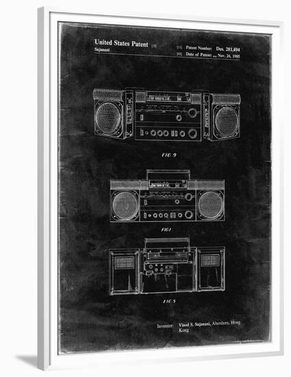 PP448-Black Grunge Hitachi Boom Box Patent Poster-Cole Borders-Framed Premium Giclee Print