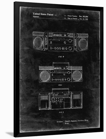PP448-Black Grunge Hitachi Boom Box Patent Poster-Cole Borders-Framed Premium Giclee Print