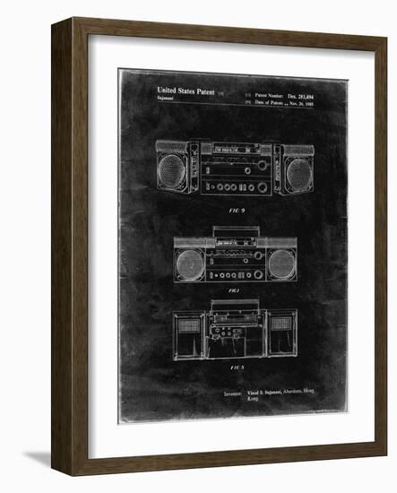 PP448-Black Grunge Hitachi Boom Box Patent Poster-Cole Borders-Framed Giclee Print