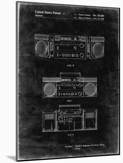 PP448-Black Grunge Hitachi Boom Box Patent Poster-Cole Borders-Mounted Giclee Print