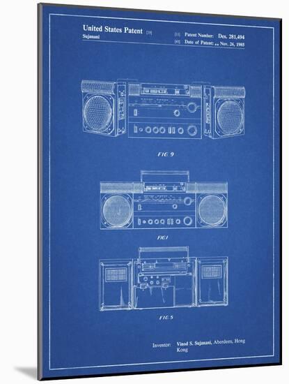 PP448-Blueprint Hitachi Boom Box Patent Poster-Cole Borders-Mounted Giclee Print