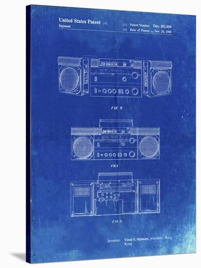 PP448-Faded Blueprint Hitachi Boom Box Patent Poster-Cole Borders-Stretched Canvas