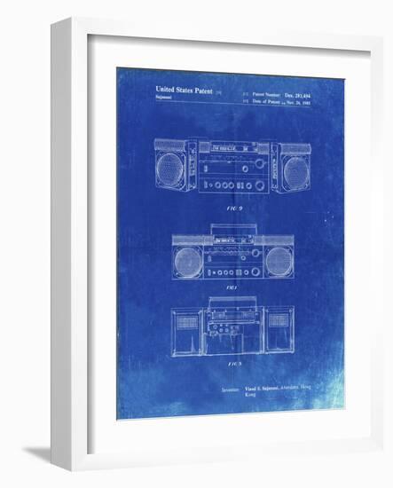 PP448-Faded Blueprint Hitachi Boom Box Patent Poster-Cole Borders-Framed Giclee Print