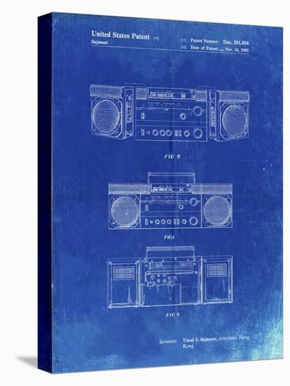 PP448-Faded Blueprint Hitachi Boom Box Patent Poster-Cole Borders-Stretched Canvas