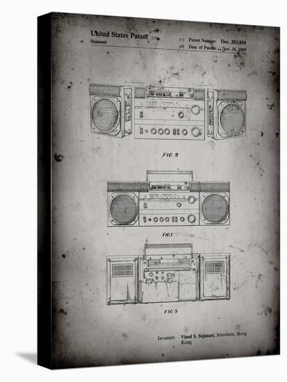 PP448-Faded Grey Hitachi Boom Box Patent Poster-Cole Borders-Stretched Canvas