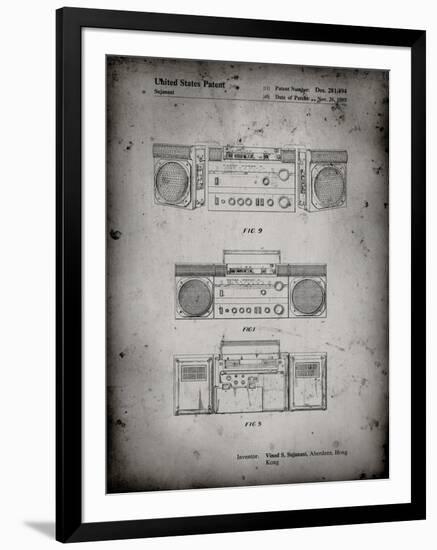 PP448-Faded Grey Hitachi Boom Box Patent Poster-Cole Borders-Framed Premium Giclee Print