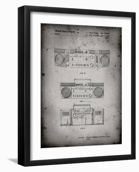 PP448-Faded Grey Hitachi Boom Box Patent Poster-Cole Borders-Framed Giclee Print