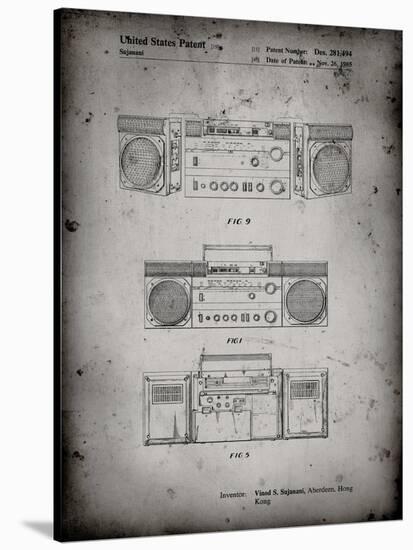 PP448-Faded Grey Hitachi Boom Box Patent Poster-Cole Borders-Stretched Canvas