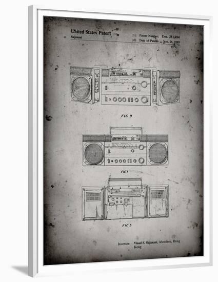 PP448-Faded Grey Hitachi Boom Box Patent Poster-Cole Borders-Framed Premium Giclee Print