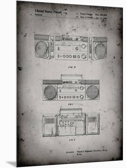 PP448-Faded Grey Hitachi Boom Box Patent Poster-Cole Borders-Mounted Premium Giclee Print