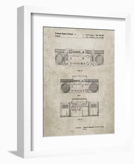 PP448-Sandstone Hitachi Boom Box Patent Poster-Cole Borders-Framed Premium Giclee Print