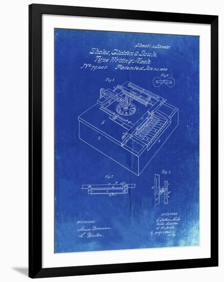 PP45 Faded Blueprint-Borders Cole-Framed Giclee Print