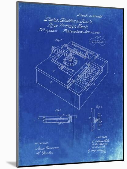 PP45 Faded Blueprint-Borders Cole-Mounted Giclee Print