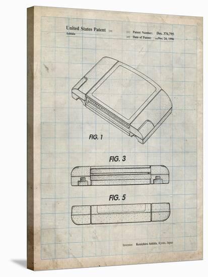 PP451-Antique Grid Parchment Nintendo 64 Game Cartridge Patent Poster-Cole Borders-Stretched Canvas