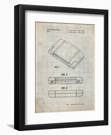 PP451-Antique Grid Parchment Nintendo 64 Game Cartridge Patent Poster-Cole Borders-Framed Premium Giclee Print