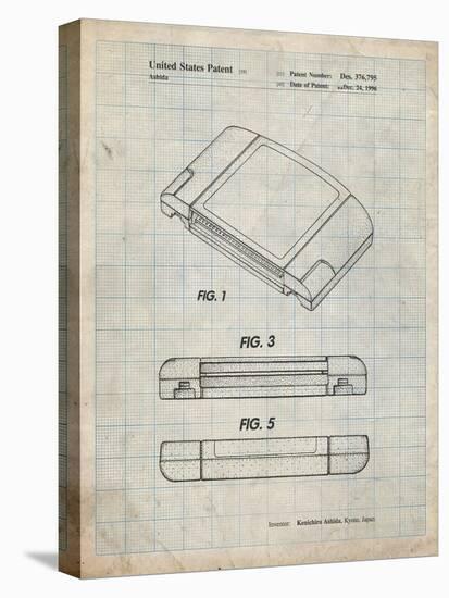 PP451-Antique Grid Parchment Nintendo 64 Game Cartridge Patent Poster-Cole Borders-Stretched Canvas