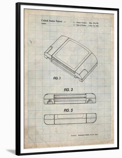 PP451-Antique Grid Parchment Nintendo 64 Game Cartridge Patent Poster-Cole Borders-Framed Premium Giclee Print