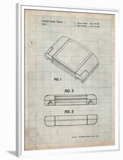 PP451-Antique Grid Parchment Nintendo 64 Game Cartridge Patent Poster-Cole Borders-Framed Premium Giclee Print