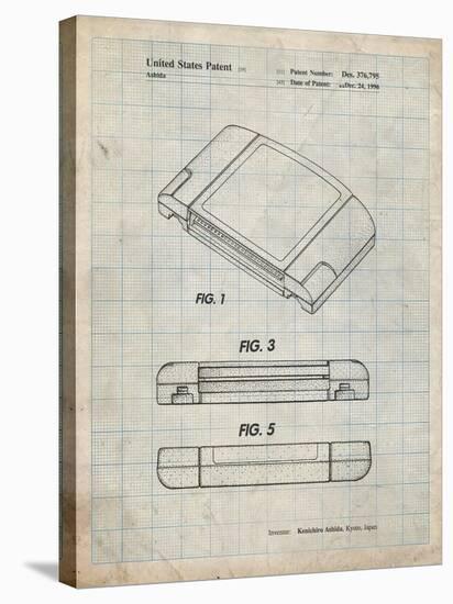 PP451-Antique Grid Parchment Nintendo 64 Game Cartridge Patent Poster-Cole Borders-Stretched Canvas