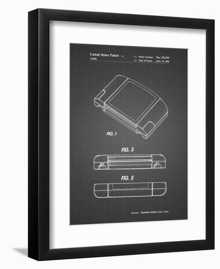 PP451-Black Grid Nintendo 64 Game Cartridge Patent Poster-Cole Borders-Framed Giclee Print