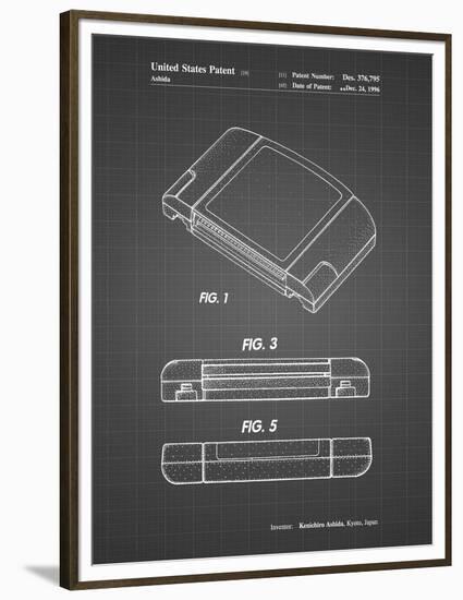 PP451-Black Grid Nintendo 64 Game Cartridge Patent Poster-Cole Borders-Framed Premium Giclee Print