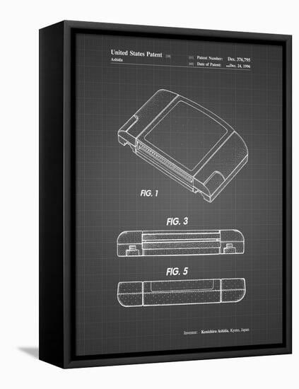 PP451-Black Grid Nintendo 64 Game Cartridge Patent Poster-Cole Borders-Framed Stretched Canvas