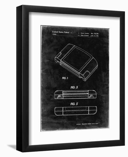 PP451-Black Grunge Nintendo 64 Game Cartridge Patent Poster-Cole Borders-Framed Premium Giclee Print